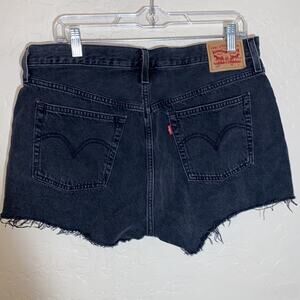 Levi’s 501 high waist black cut off shorts